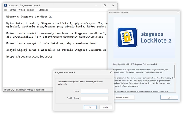 Zrzuty ekranu Steganos LockNote 2