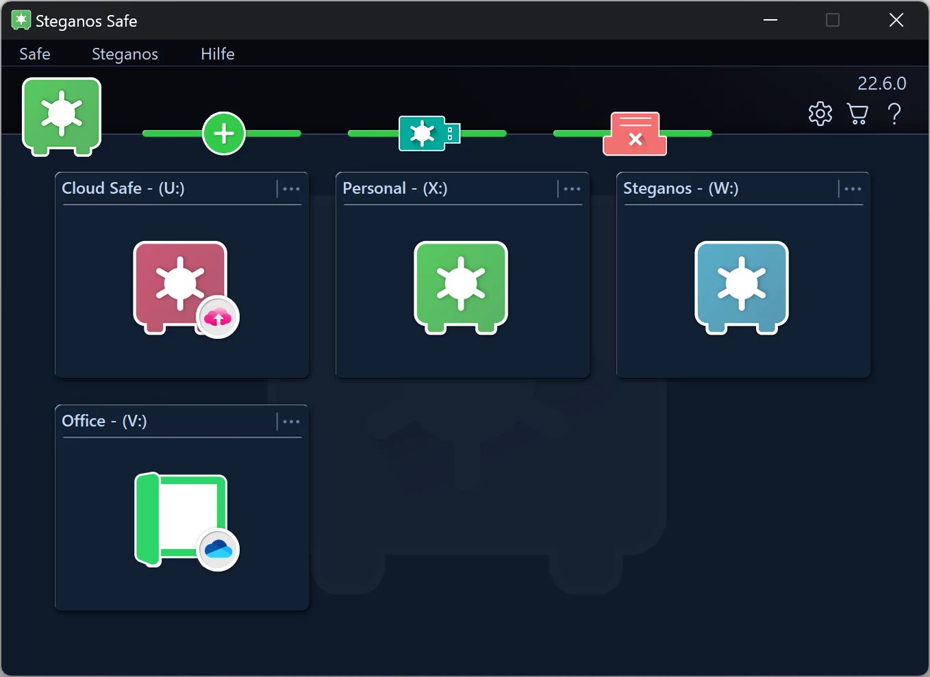 Steganos Data Safe in dark mode