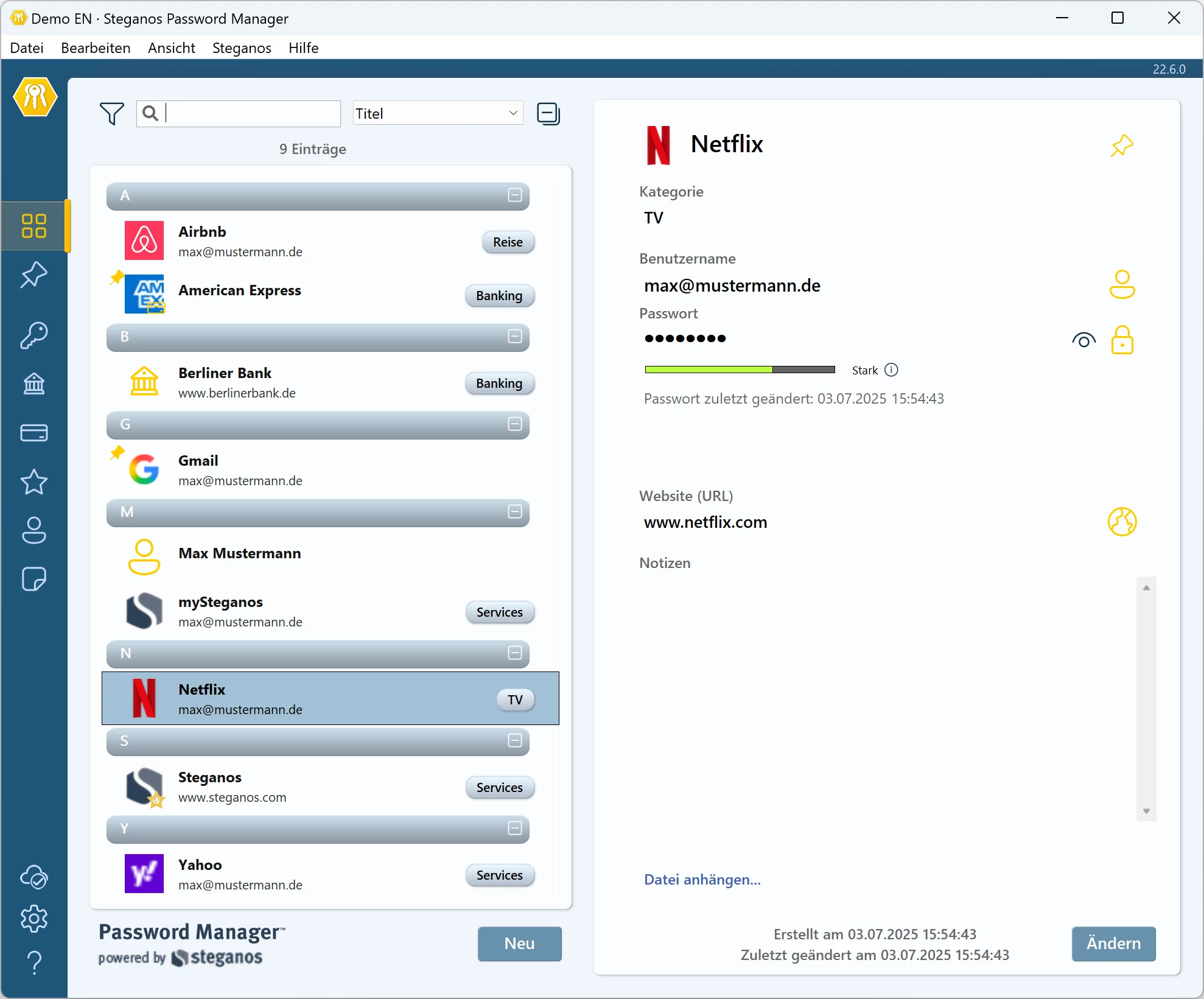 Steganos Passwort-Manager unter Windows